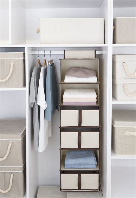 hanging closet storage with drawers.